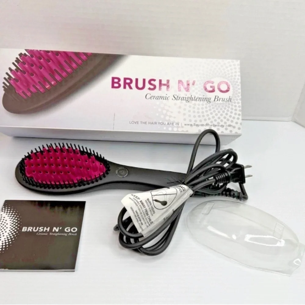 She by Beyond the Beauty Ceramic Straightening Brush - Black and Pink
